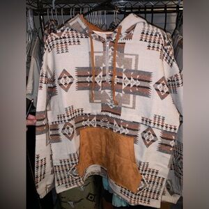 Aztec pullover with hood